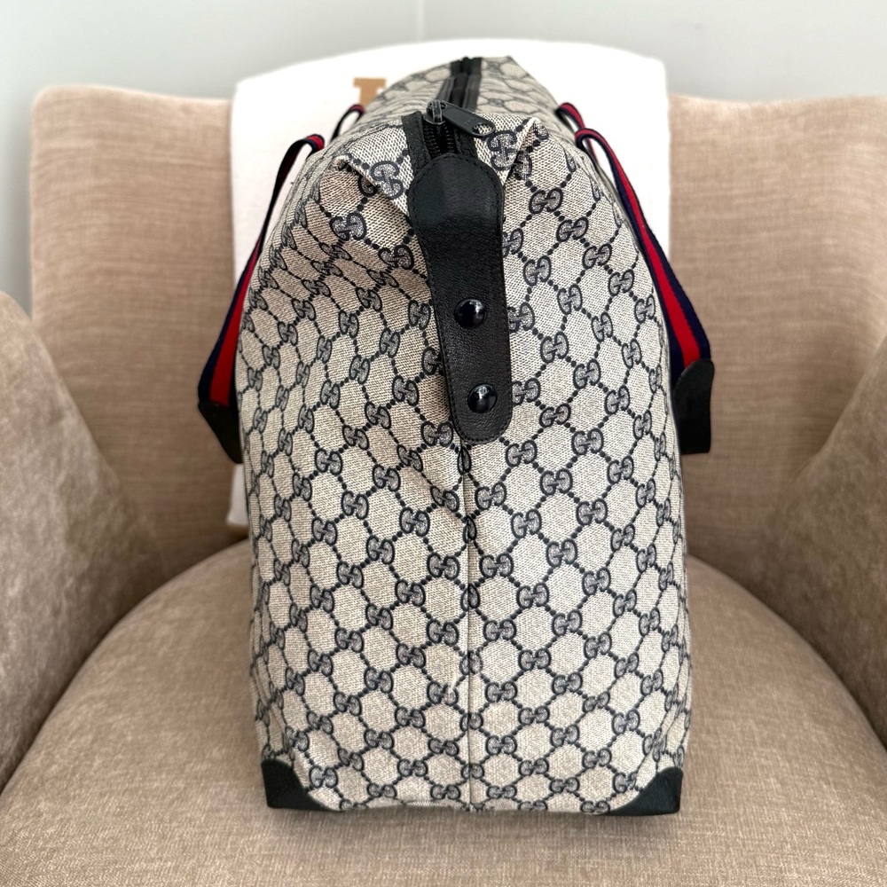 Gucci authentic XL tote bag travel bag weekender grey navy monogram canvas - Picture 9 of 15